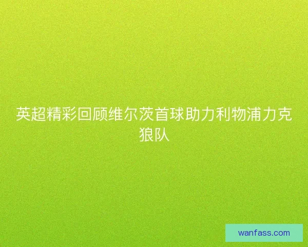 英超精彩回顾维尔茨首球助力利物浦力克狼队