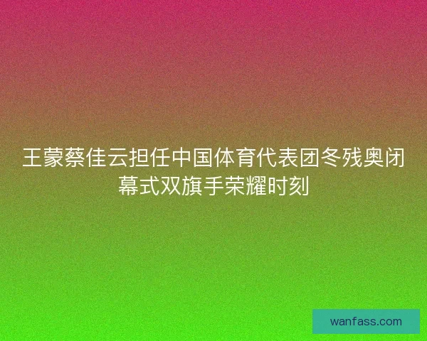 王蒙蔡佳云担任中国体育代表团冬残奥闭幕式双旗手荣耀时刻